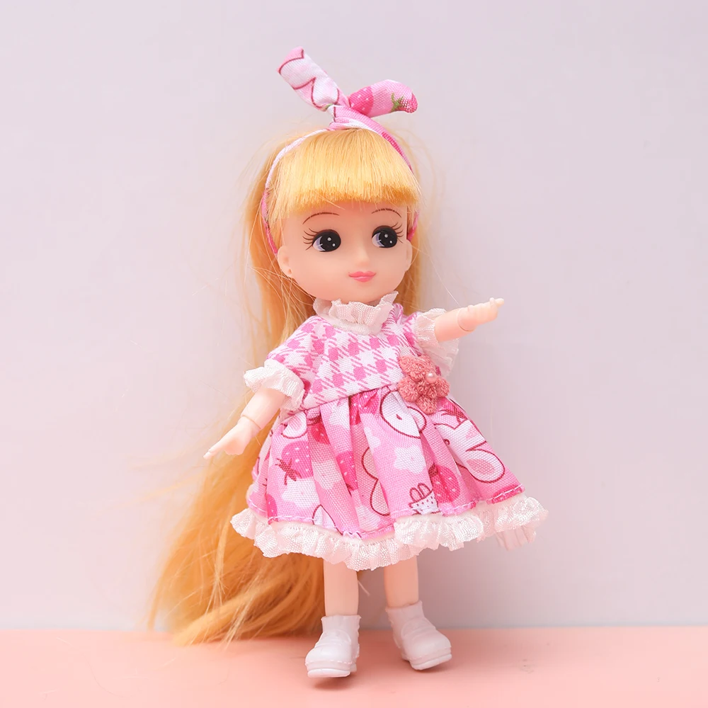

12cm ob11 dolls full set cute min BJD Doll Joint Dolls Long Hair Blue Eyes bjd Toy Little Girl Dress Up Toys Girls Gift