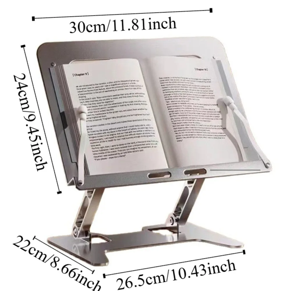 Tablet Stand Adjustable Angle Reading Bookshelf Support Foldable Book Holder Tray with Clip Stable Reading Bracket Students