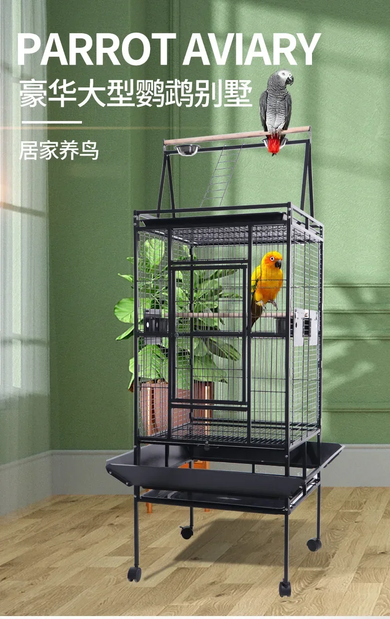 

Luxury Large Bird Cage Parrot Villa Interactive Breeding Nest Cockatiel Budgie Finch Home Cage