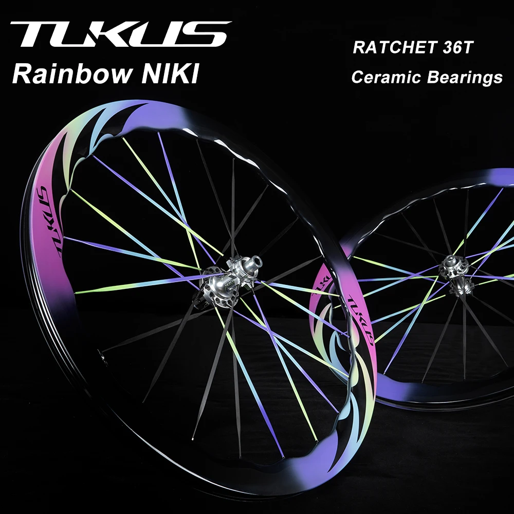 

Колесный комплект TUKUS 50 мм, глубокий профиль, карбон, с радужными спицами 6 мм, высокопроизводительные гоночные колеса для шоссейного велосипеда