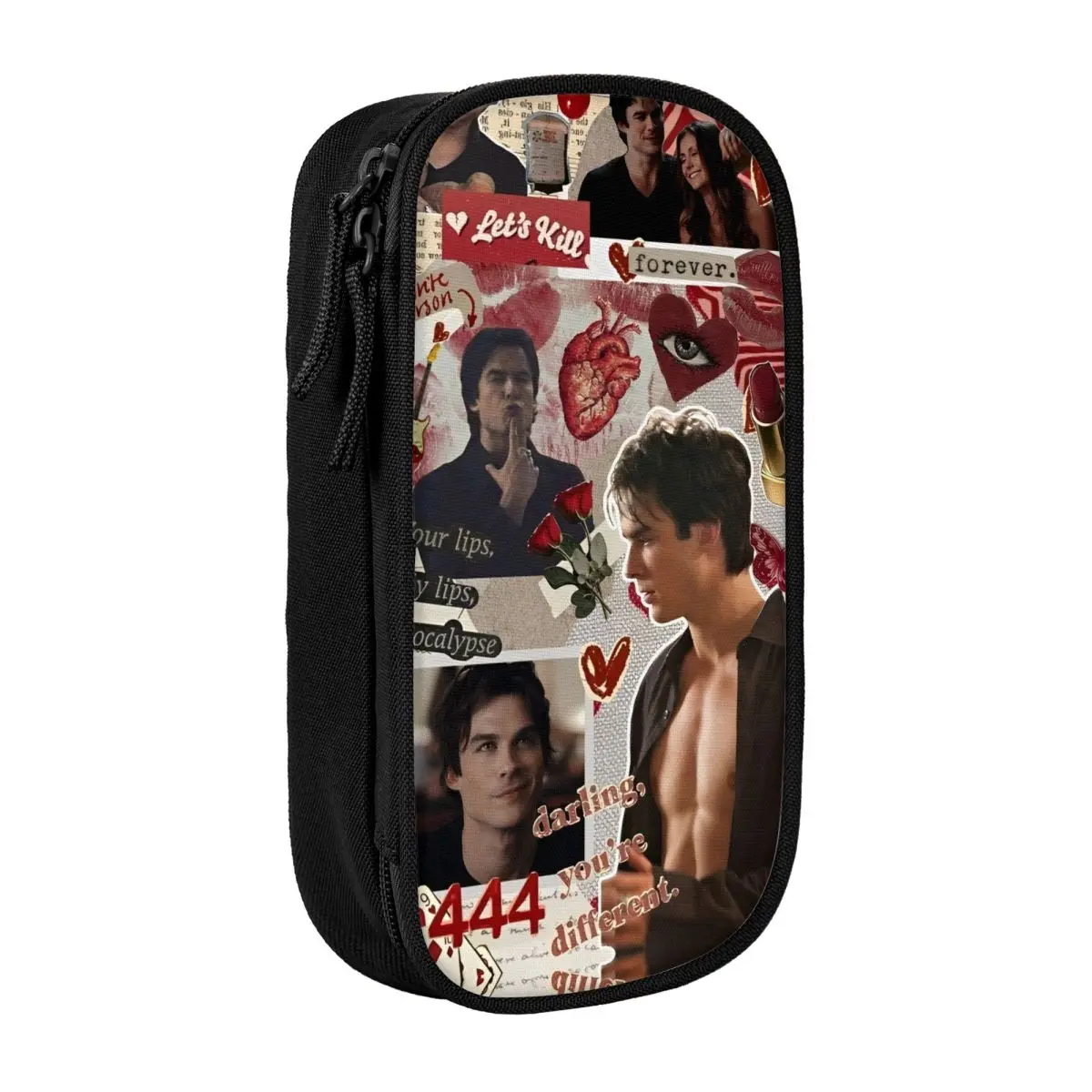 

Damon Salvatore Pencil Case The Vampire Diaries Pencilcases Pen Holder for Student Big Capacity Bag Supplies Gift Stationery
