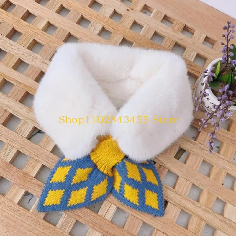 49MC أفخم الرقبة ScarvesFalse طوق الاطفال فو الفراء طوق وشاح الصوف طوق البولكا نقطة ربطة القوس فيونكة منديل وشاح الماس شبكة #5