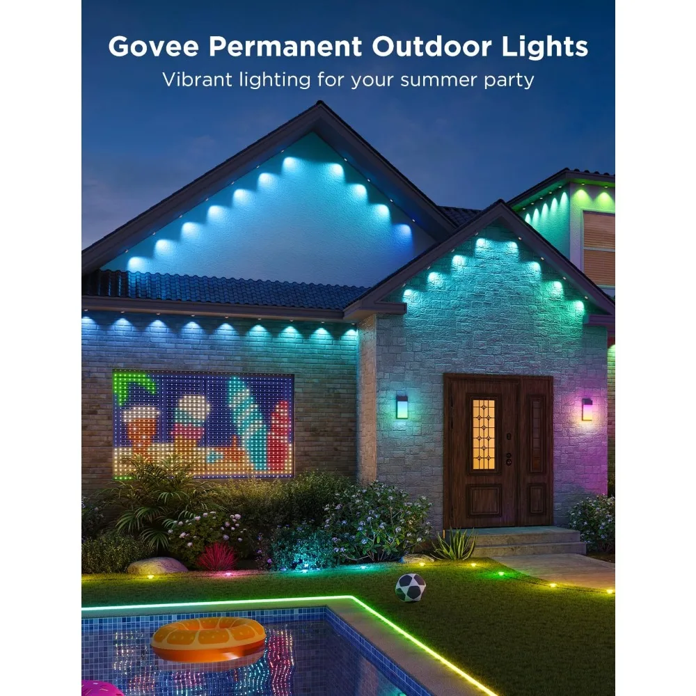 Permanent Outdoor Lights Pro, 150ft with 90 RGBIC LED Lights for Daily and Accent Lighting, 75 Scene Modes, IP67 Waterproof