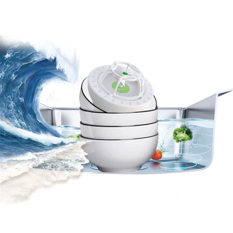 Mini Ustrasound Dishwasher Multifunctional Kitchen Household USB Dish Washing Machine For Trip Apartment Dorm 100-240V Green