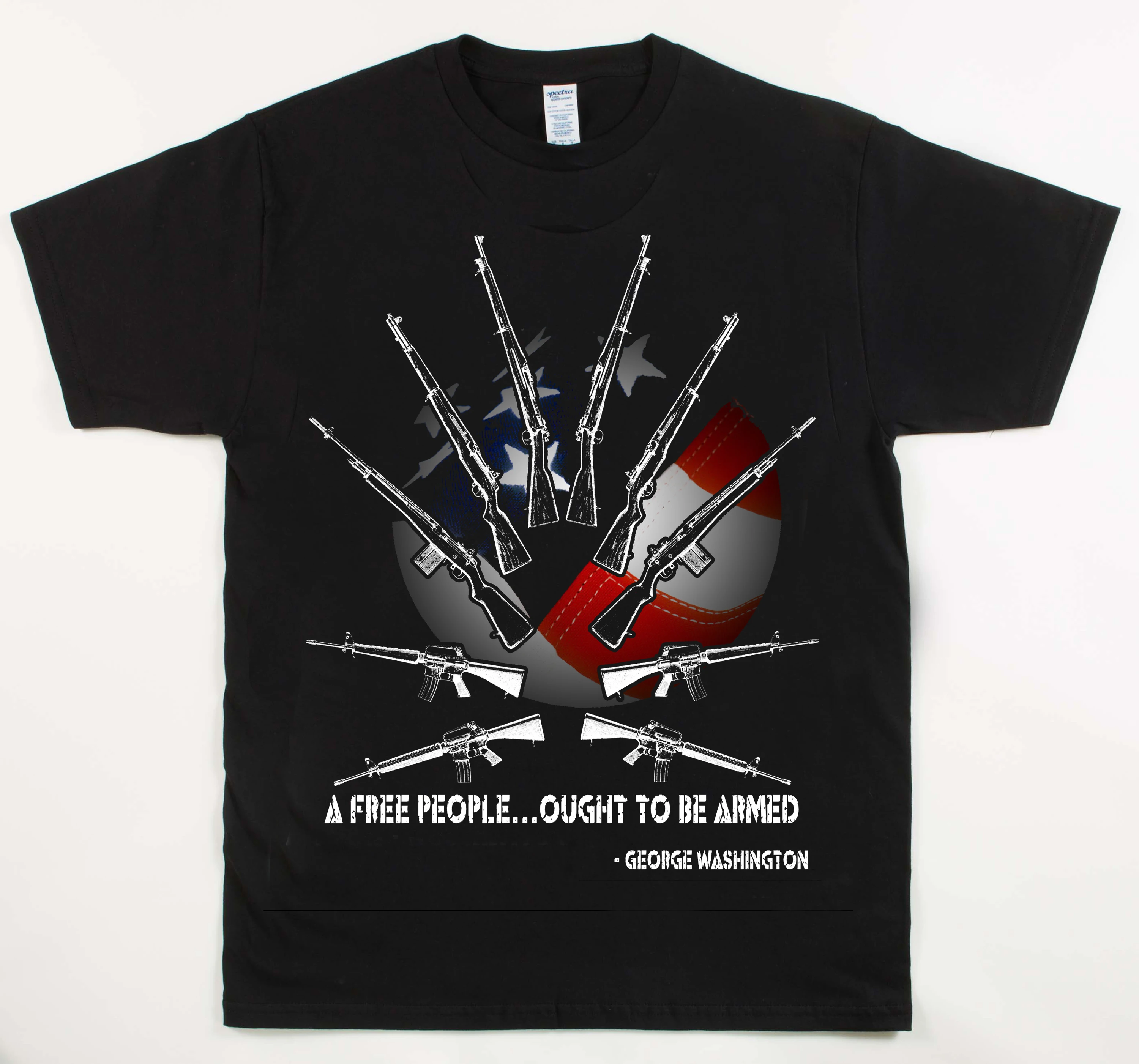 

George Washington Free People Quote American Rifles T Shirt. New 100% Cotton Short Sleeve O-Neck T-shirt Casual Mens Top