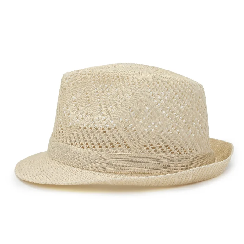 Summer Outdoor Hollow Visor Men Casual Hat Small Eaves Business Joker Sun Breathable Jazz Hat 4