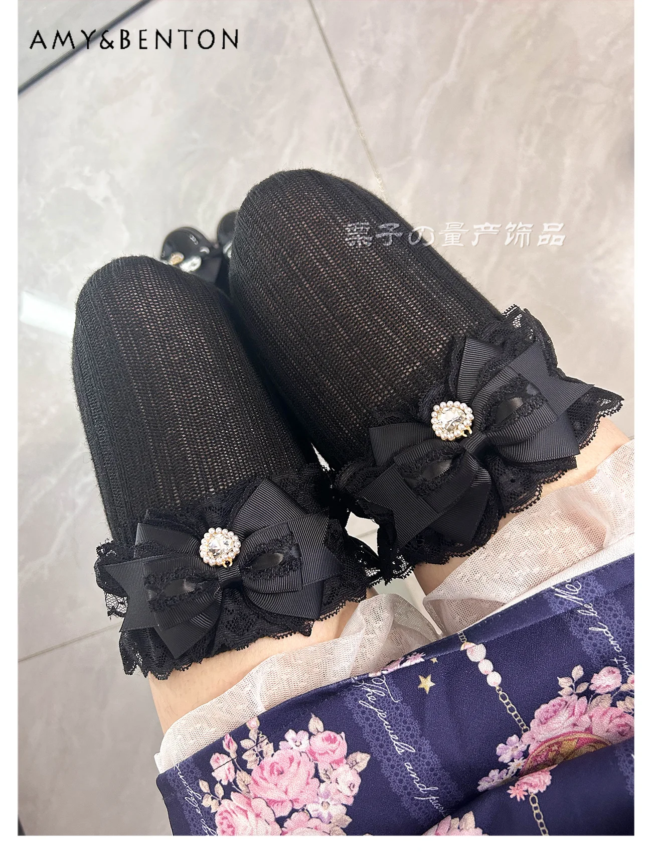

Japanese Sweet Thickened Warm Knitted Socks Mass-Produced Bowknot Imitation Cashmere Over-the-Knee Socks Lolita Thigh High Socks
