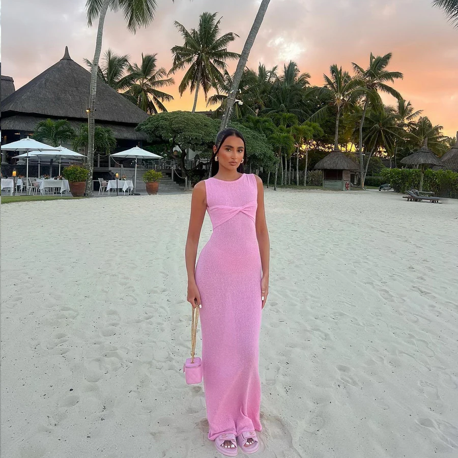 Para Praia – robe longue tricotée ajourée, transparente, Cover-Up pour les maillots de bain, tenues de plage Sexy pour femmes, vêtements de plage, 2025