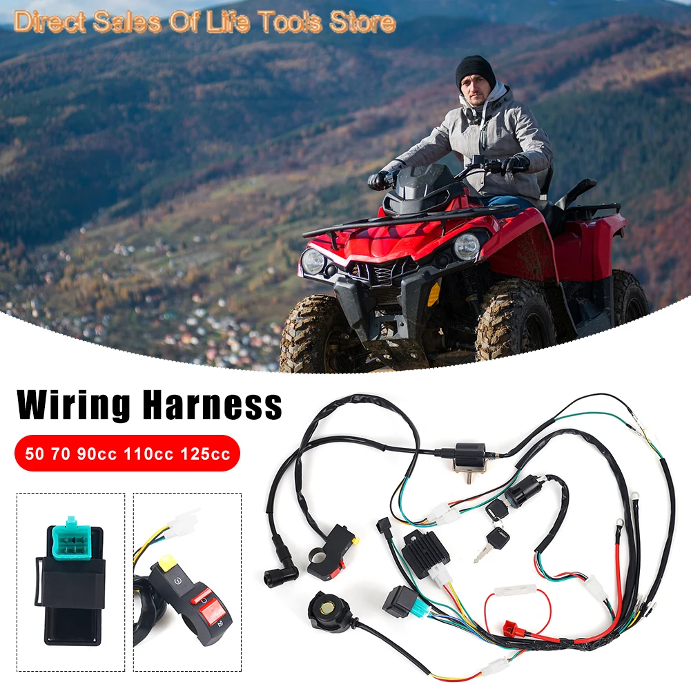 2024 NEW Off-road Motorcycle 50 70 90cc 110cc 125cc CDI Wiring Harness Stator Assembly Wiring Kit ATV Electric Quad dropshipping