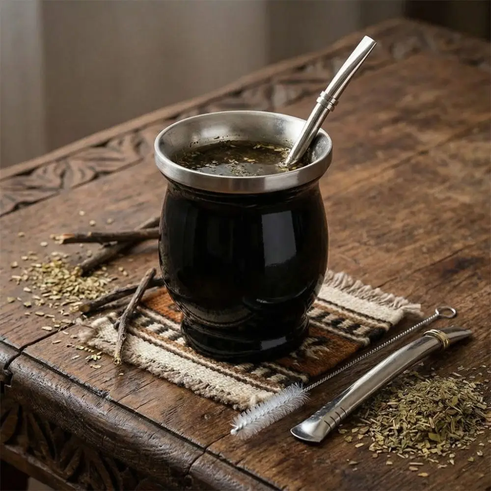 

Fashion 230 ML Yerba Mate Cup Stainless Steel Reusable Tea Cup Set with Cleaning Brush Double Wall Straw Cup Gift