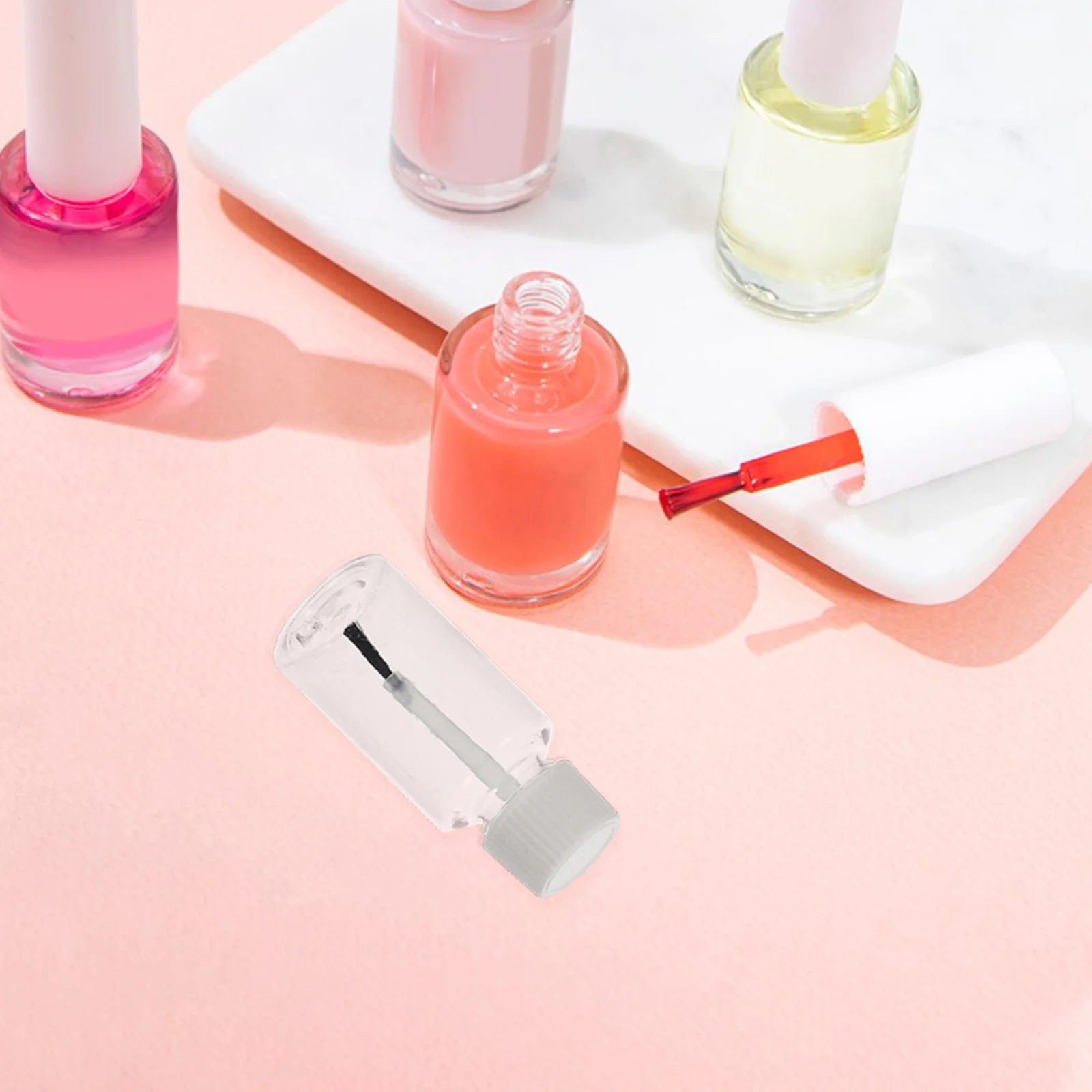 Bouteilles à ongles en plastique transparent avec capuchon de brosse, conteneurs d'échantillons réutilisables pour Nail Art, conception anti-fuite pour colle de vernis à l'huile, 20 pièces