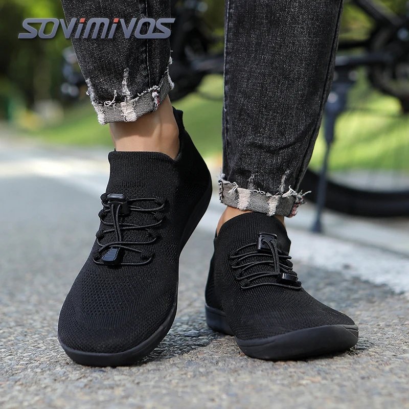 

SOVIMIVOS Men's Comfortable Walking Shoes, Knit Mesh Upper Slip On Sneakers for Gym Running Outdoor Barefoot Shoes for Women Men