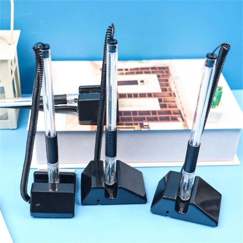 10Pcs Business Writing Gel Ink Pen Corded Pen Security Pen Holder Table Fixed Pen Gel Ink Pen Gel Pen Set with Stand best sale
