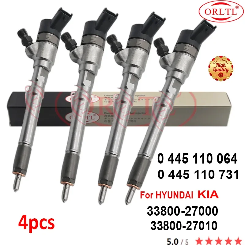 

4PCS FOR Genuine HYUNDAI KIA 33800-27000 33800-27010 0445110064 0445110731 Diesel Engine Fuel Injector ORLTL