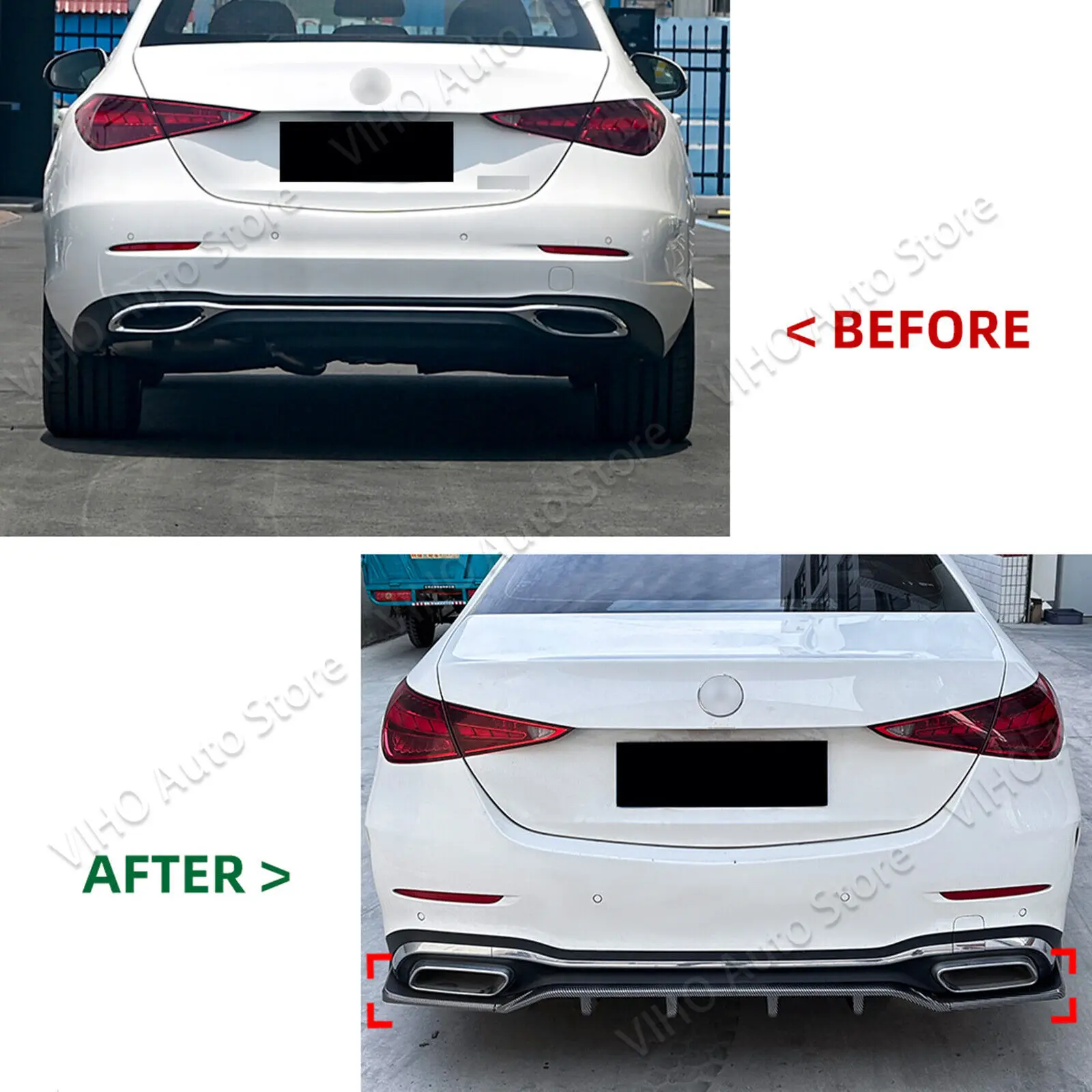 Rear Bumper Lip Splitter Diffuser For Mercedes Benz C Class W206 C200 C260 C300 C43 AMG 2022-2025 Side Corner Protector Spoiler