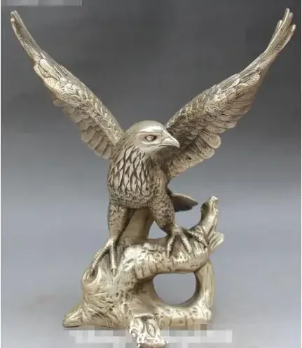 China Silver Handwork Carving Flying Eagle Eagles Hawk Hawks Beast Animal Statue