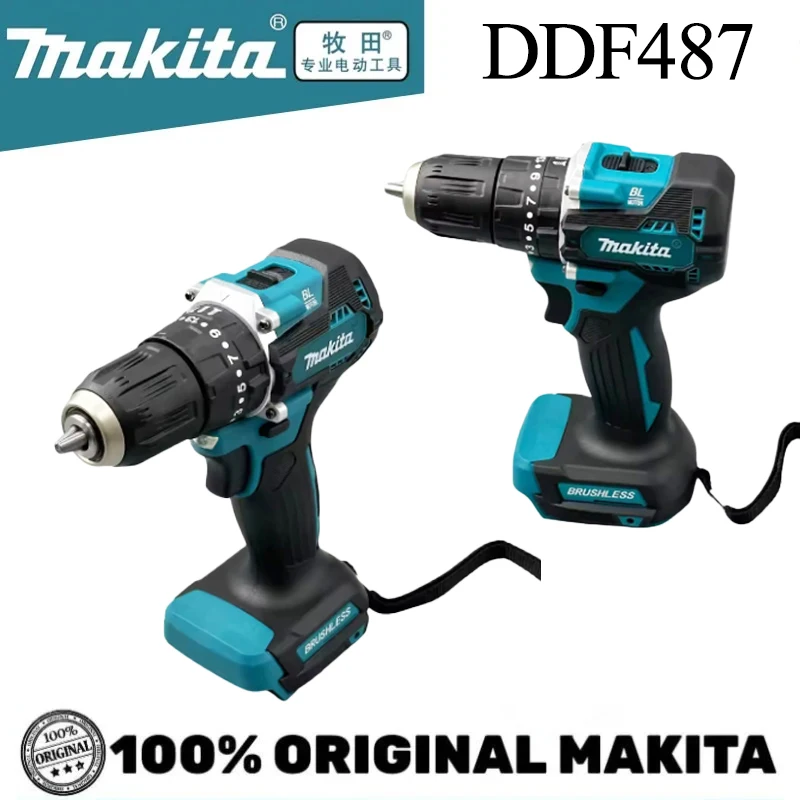 

18v Makita DDF487 13mm Rechargeable Impact Drive Hand Drill Handheld Brushless Motor 18V Wireless Lithium Battery Tool