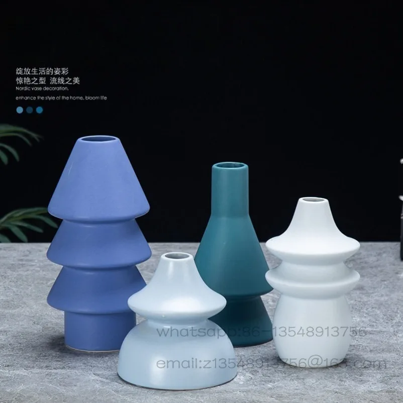 Creative Nordic Matte Ceramic Morandi Color Vase Simple Small Fresh Desktop Light Luxury Ornament