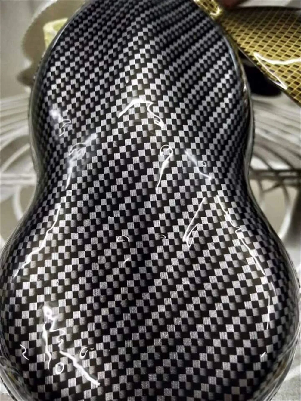TSAUTOP TSTW974 0.5*2m/10m Forged Carbon Black and Silver Hydrographics Film for Car Accessories Interior