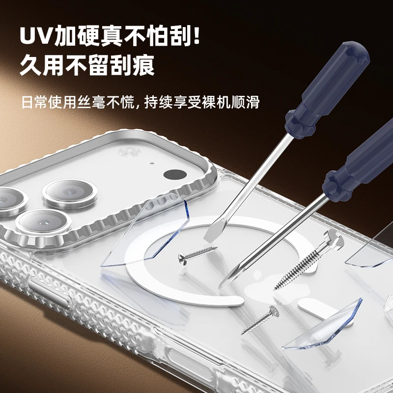 جديد مضاد للسقوط لهاتف آيفون 17 Air 17Pro 17 Pro Max حافظة مغناطيسية شفافة مضادة للصدمات شحن لاسلكي غطاء خلفي من الزجاج المقسى #4