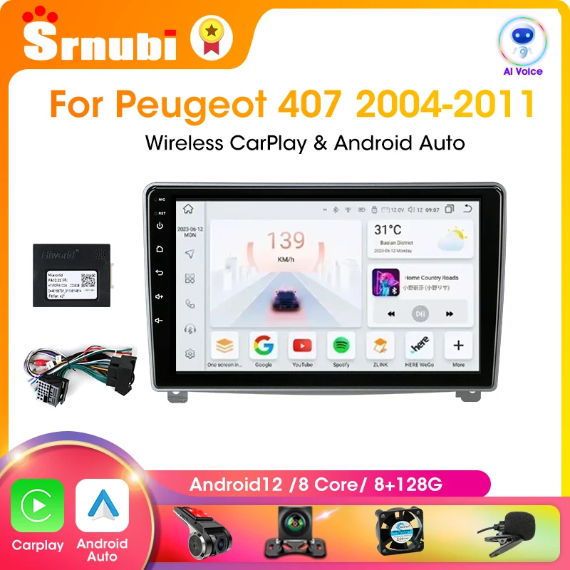 

Android 12 Carplay Car Radio For Peugeot 407 SW 407CC 2004-2011 Multimedia Player 2Din GPS Stereo DVD Head Unit Audio Navigatore