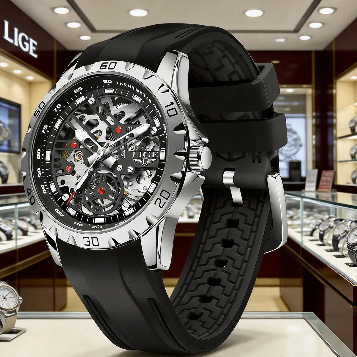 

LIGE Топовые роскошные автоматические часы для мужчин, механические часы, спортивные водонепроницаемые часы из нержавеющей стали, мужские часы Reloj Hombre.
