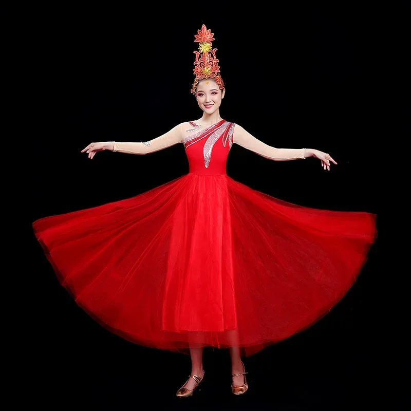 

Элегантное женское большое платье, танцевальный костюм, сценическая одежда для женщин, модное бальное платье с церемонией открытия