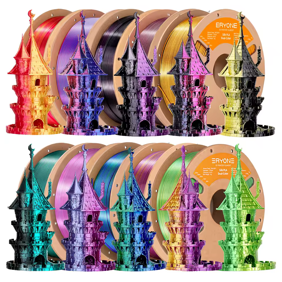 ERYONE 1/3/5/10KG Dual Color Silk PLA Filament 3D Print,Multicolor Available,Diameter:1.75mm,Tolerance:+/-0.03mm,1KG/Spool