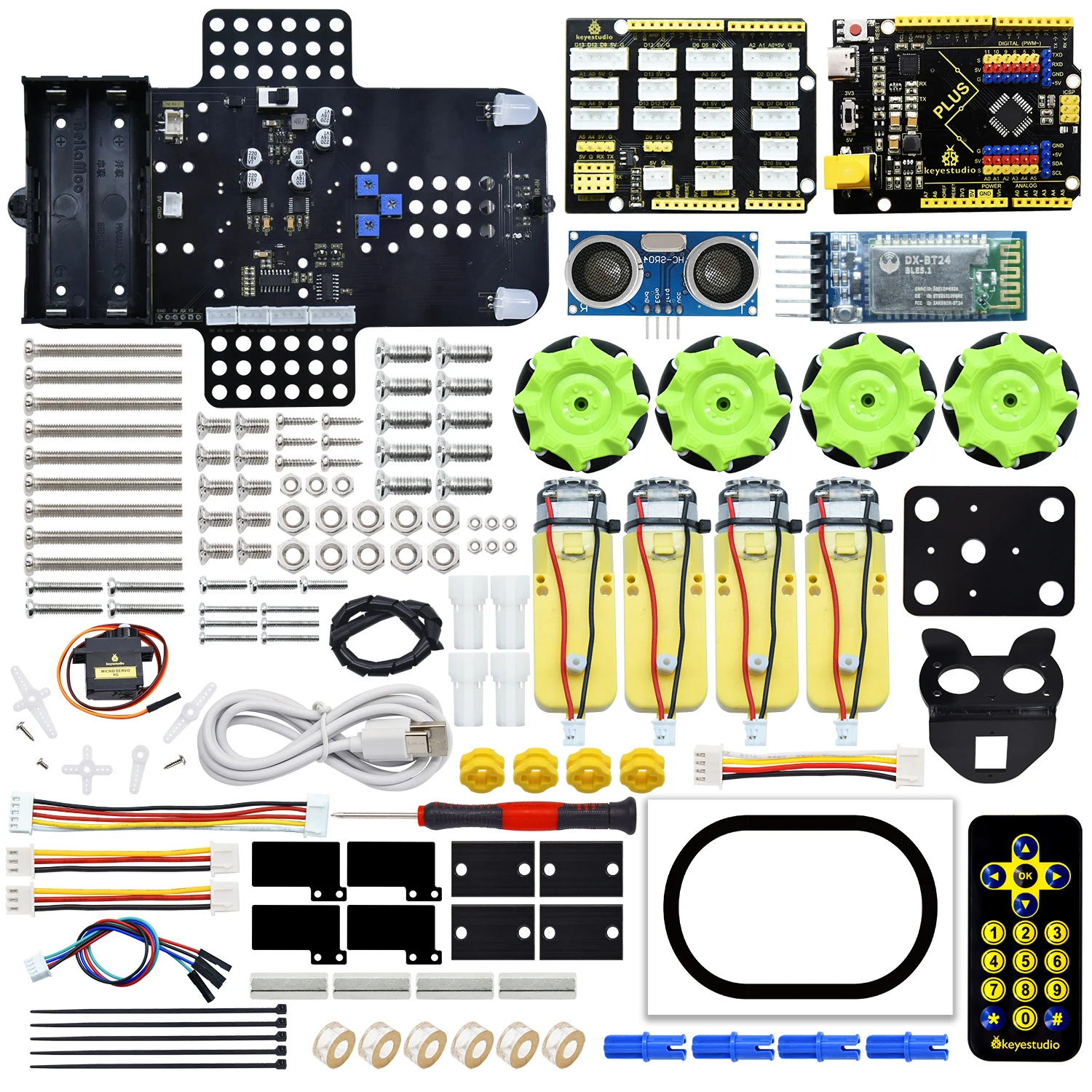 

Kidsbits 4WD Mecanum Robot Car for Arduino Diy Robot Car Kit Smart DIY Project for STEM Programming Set with 12 Projects Gift