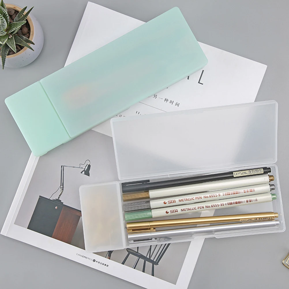 

Plastic Stationery Box Durable Pencil Case Supplies Double Sided Sturdy Translucent