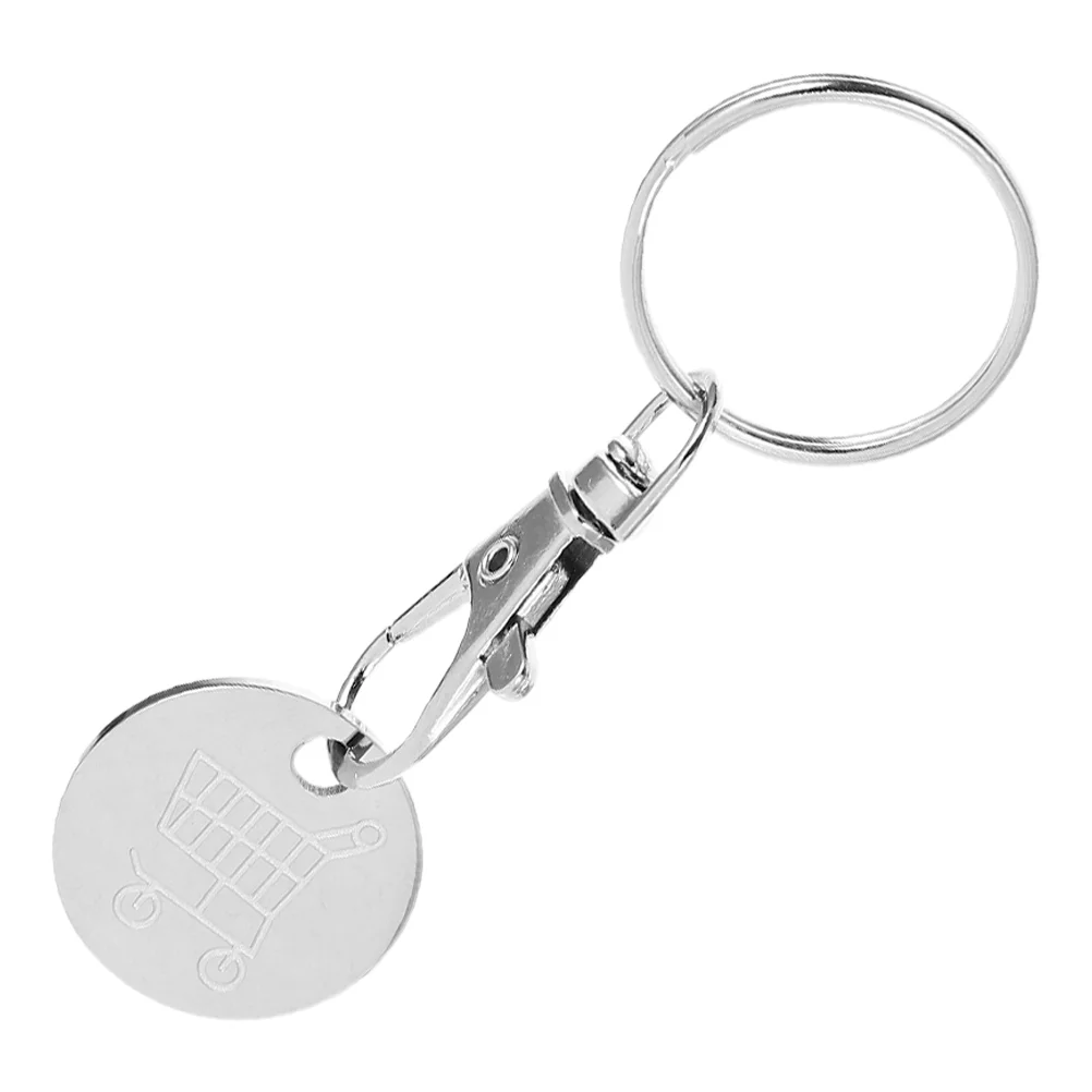 Cart Token Key Holder Stainless Steel Shopping Trolley Keychain Metal Alloy Keys Tokens Quarter Keyring Supermarket