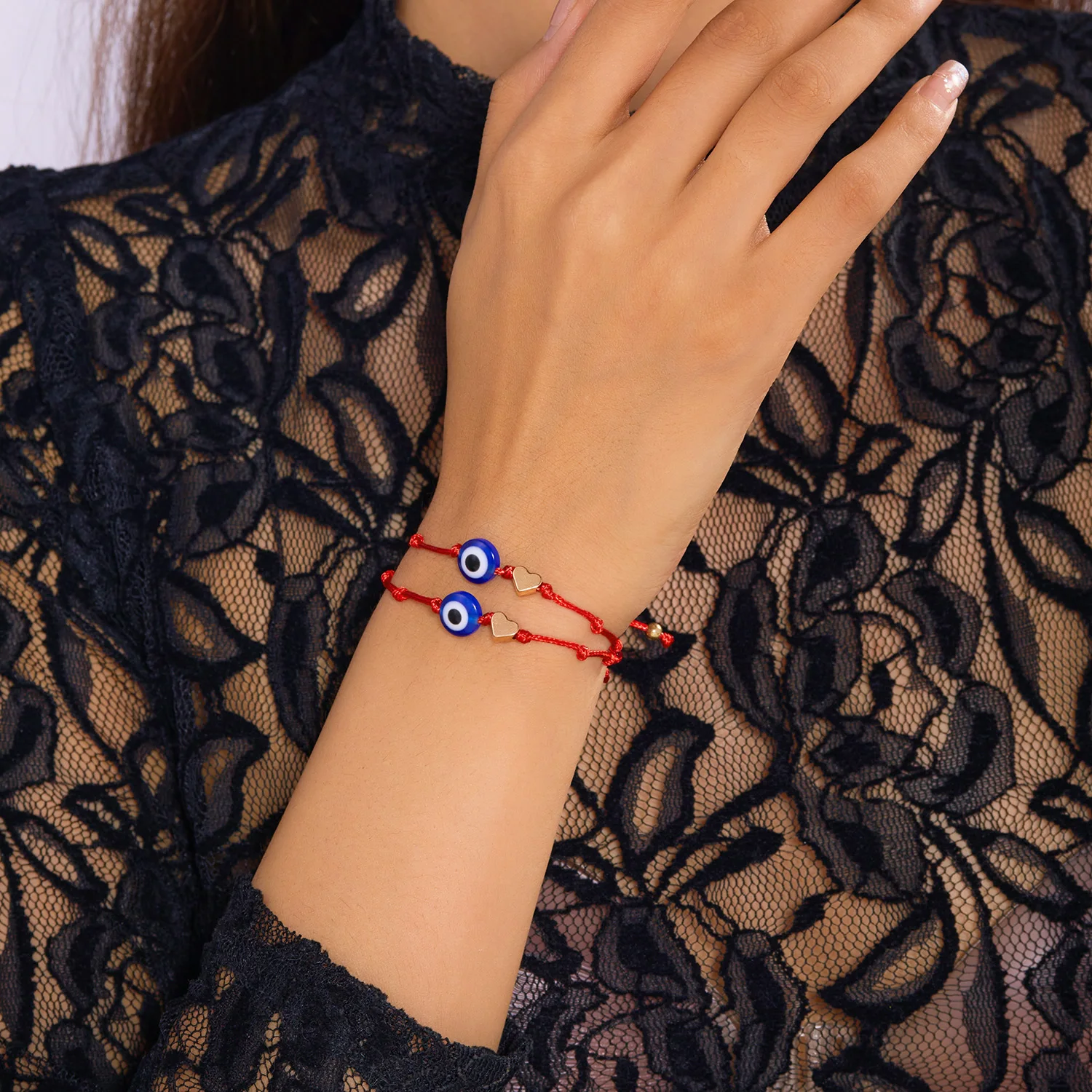 Einfaches türkisches blaues Evil Eye 7-Knoten-geflochtenes Armband für Damen und Herren, glückliches rotes Seil, handgefertigtes Armband, Ästhetik, Party-Schmuck – Detail 20