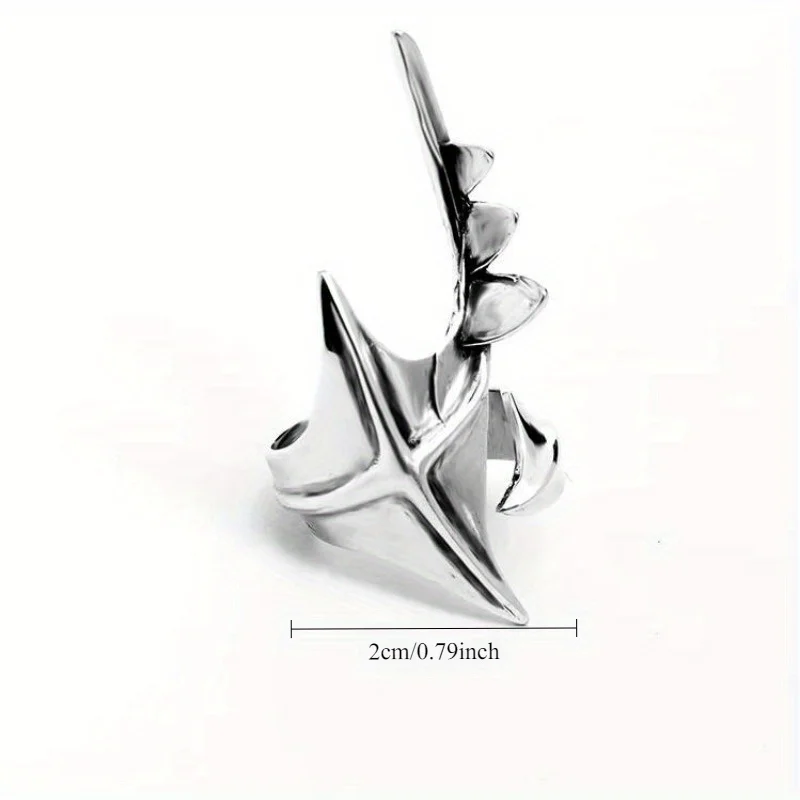 Punk Gothic Open Ring Silver Abstract Irregular Geometric Shape Adjustable Ring Hip Hop Ring Suitable Men and Women Jewelry Gift