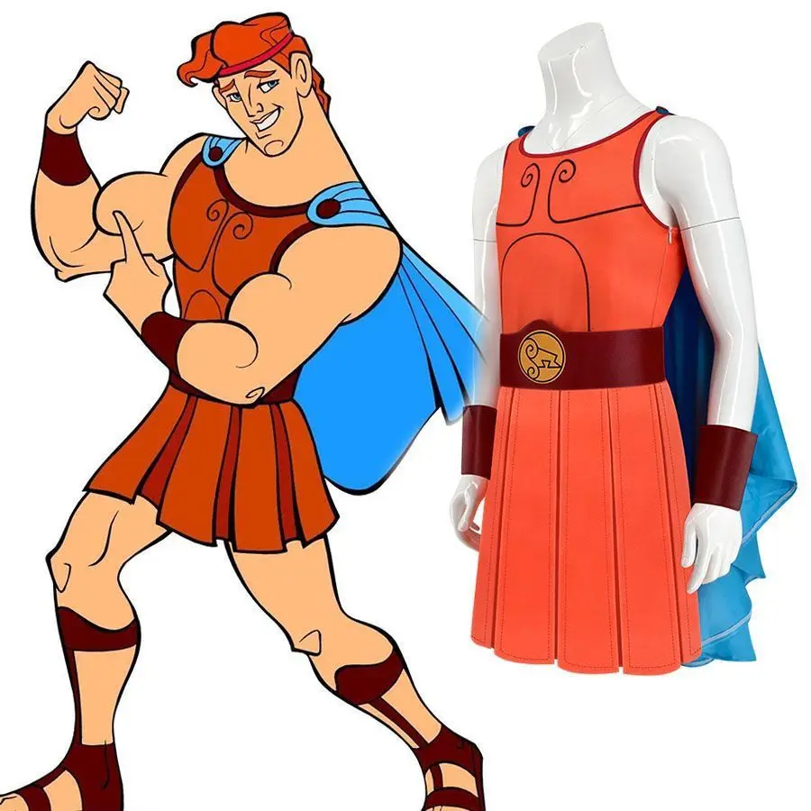 Film Hercules Cosplay Kostüm für Erwachsene Kinder Mann Jungen Top Mantel Gürtel Männer Halloween Karneval Party Männliche Rolle Spielen Outfit Anzug