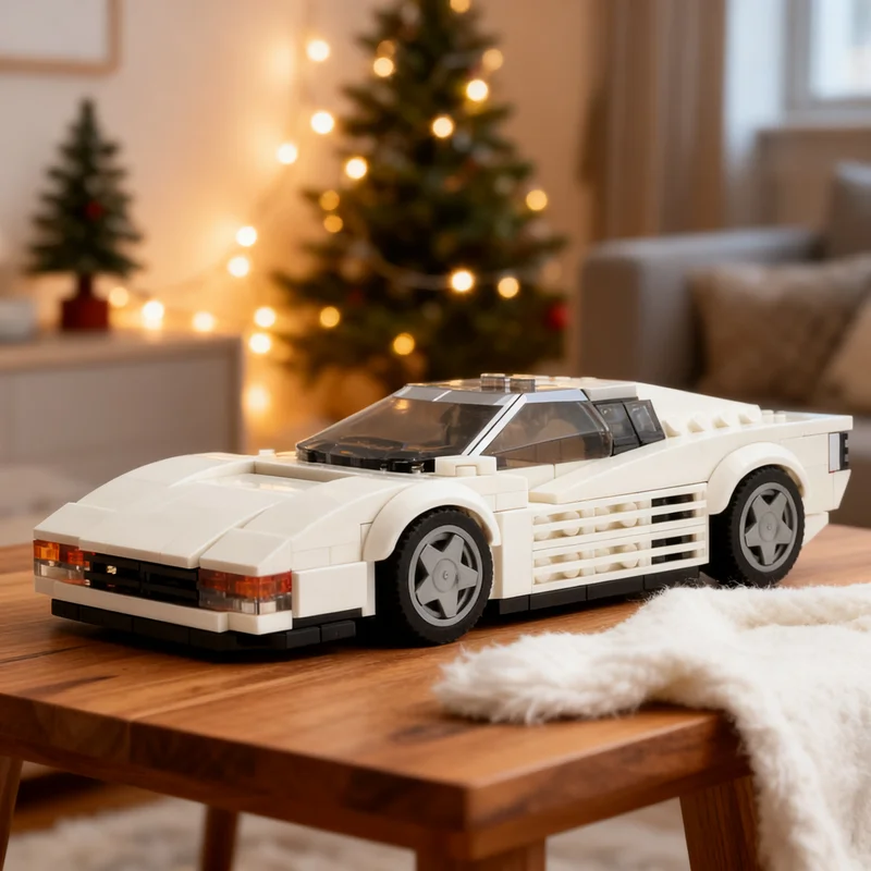 325pcs MOC city Champions Ferrariess Testarossa Miami Vice white Model Building Blocks Construction Toy Display DIY Birthday 3D