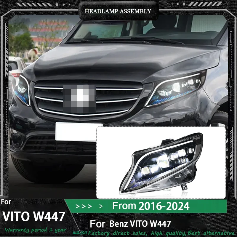 

Head Lamp for Benz Vito LED Headlight 2016-2024 Headlights Vito W447 DRL Turn Signal High Beam Angel Eye Projector Lens