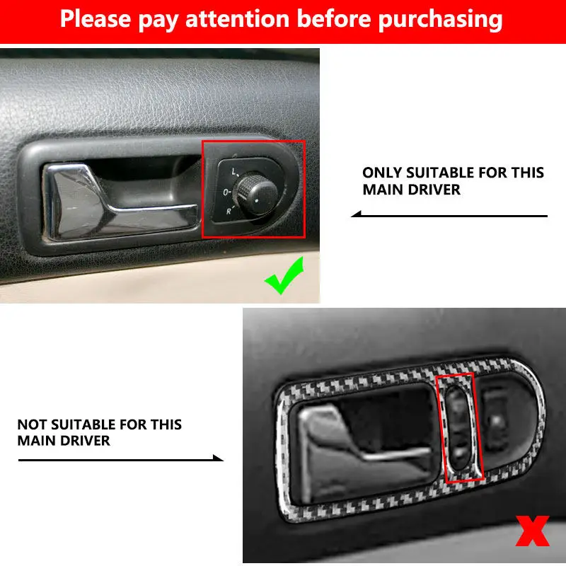 For VW Golf 4 Jetta Bora MK4 R32 GTI 1999-2004 Car Carbon Fiber Interior Door Panel Bowl Frame Cover Sticker Trim Accessories view 5