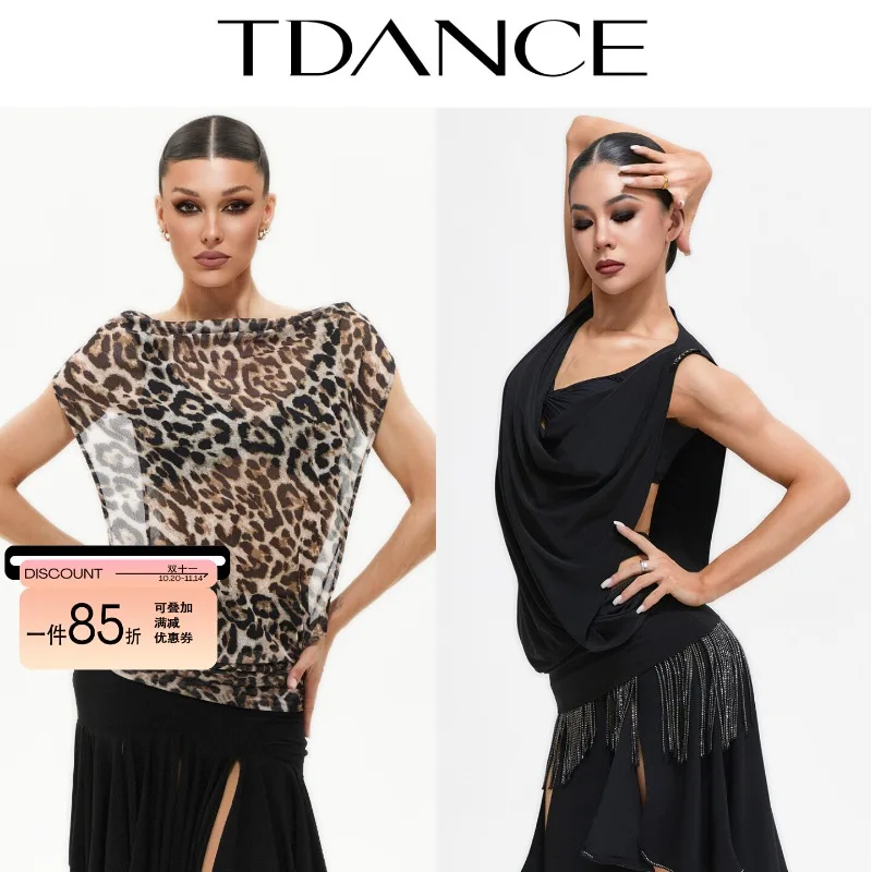 Customized TDANCE Latin Dance Top Practice Dress [Swing Collar Waist] Teacher's Classroom Performance Loose Matching GL-171