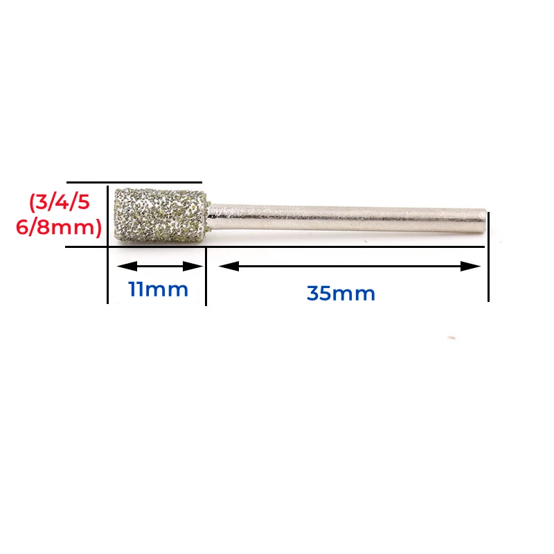 3mm Shank Burr Grinding Engraving Bit 3/4/5/6/8mm Cylindrical Grinding Head For Dremel Rotary Jade Glass Metal