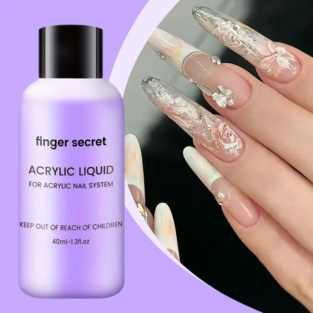 40g líquido acrílico para polvo acrílico, polvo para uñas, cristal monomero, arte de uñas, extensión de uñas, herramienta de manicura tallada, producto