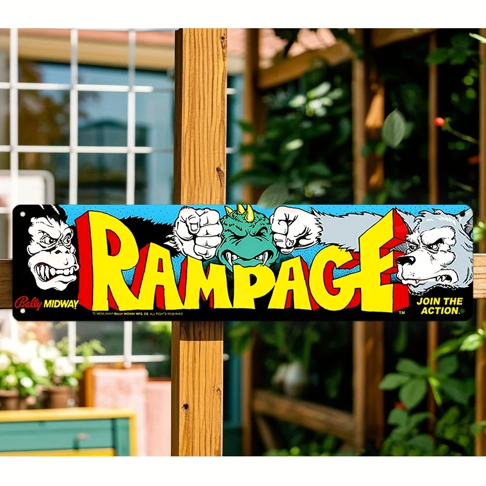 2D Flat, 1pc Aluminum Metal Sign-Retro Arcade-Style Comic Art Wall Decor with Vibrant Colors,Durable 2D Flat Design for Man Cave
