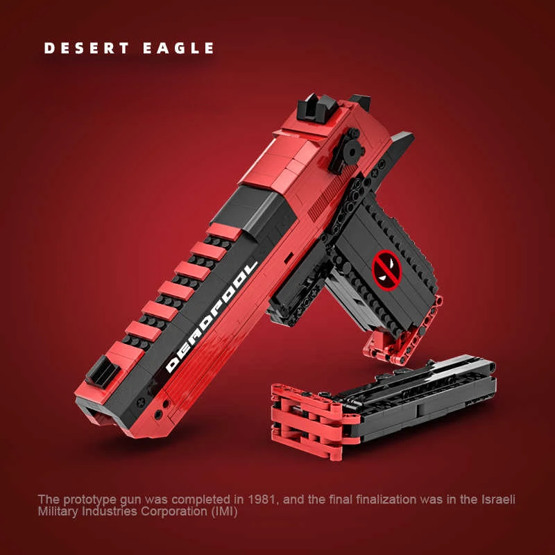 MOC Desert Eagle Deadpool Toy Building Block Gun Can Shoot New Style Advanced Black Technology Boy Hobby Toy Bricks Model