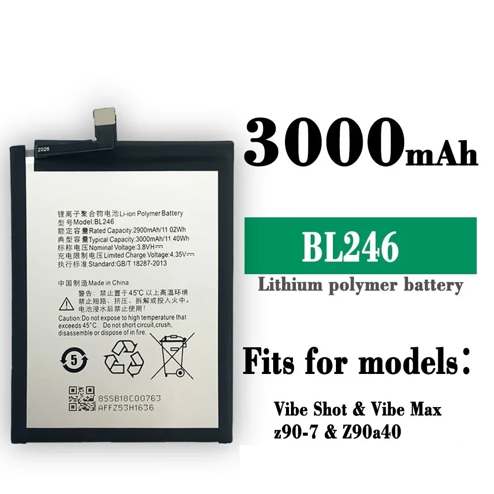 BL246 Latest Battery For Lenovo Vibe Shot Max Z90 Z90A40 Z90-7 Z90-3 Rechargeable 3000mAh Phone Internal Bateria