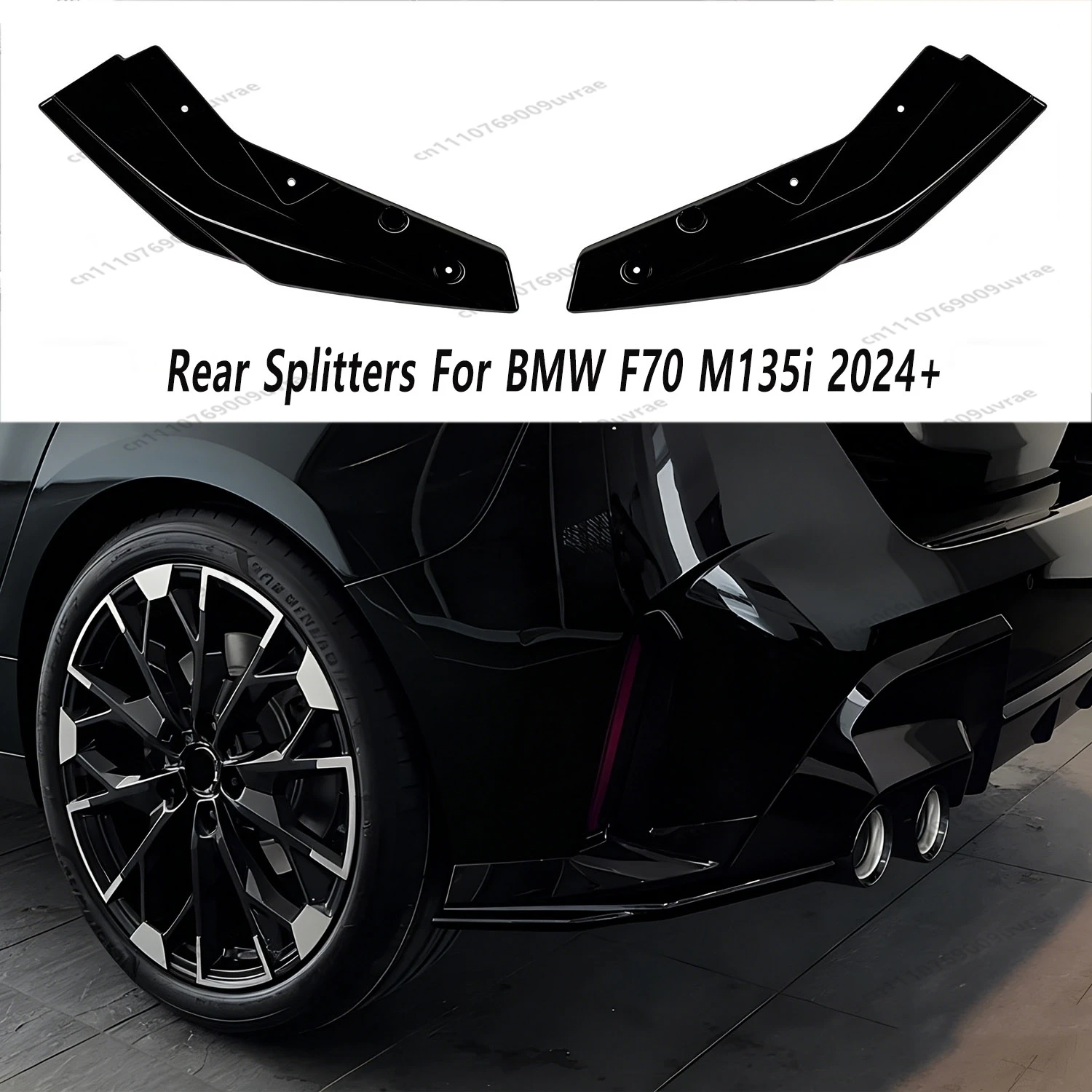 

For BMW F70 M135 M Sport 2Pcs Gloss Black ABS Rear Splitters 1 Series M135i 2025 2026 Rear Bumper Canards BodykitsTuning