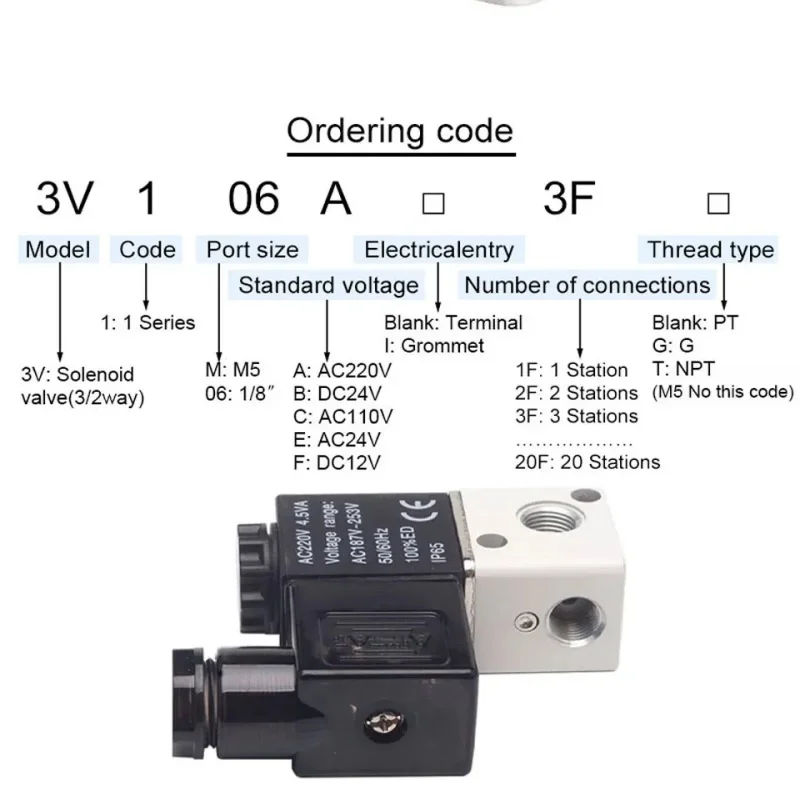 Direct Action Electromagnetic Valve 3V1-06 1/8\