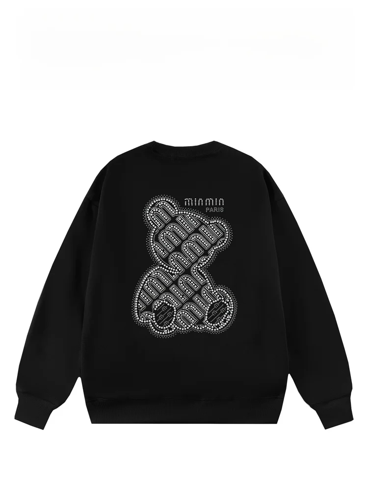 

BAIRBAOLIY Luxury Bear Pearl Diamond round Ne Sweatirt Men's Faion Brand Autumn Winter New Sle Cotton Polyester Casua...