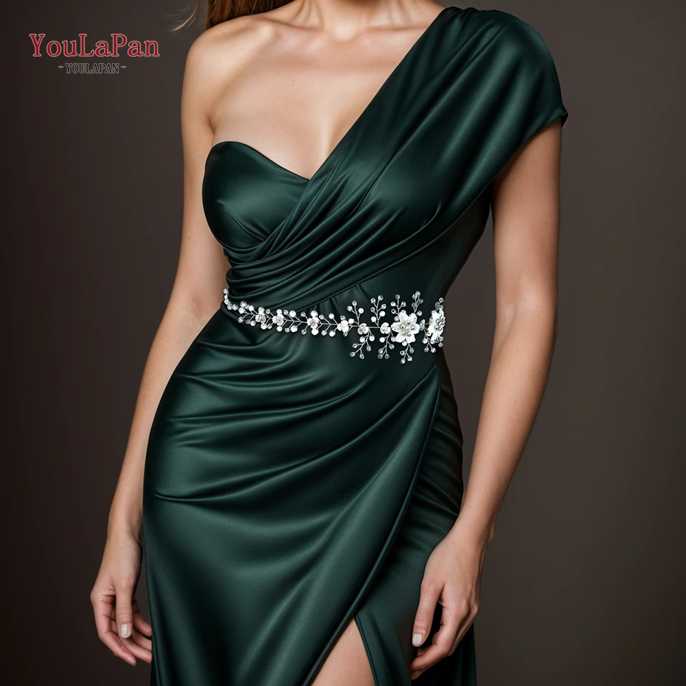 YouLaPan Crystal Pearl Waists Belt Elegant Women Bride Belts Ribbon For Women Evening Dress Handmade Accessories SH295