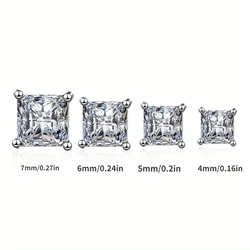 Dazzling square zirconia magnetic earrings ,Ear Clip Earrings For Men Without Ear Holes- sparkling earring jewelry - elegant