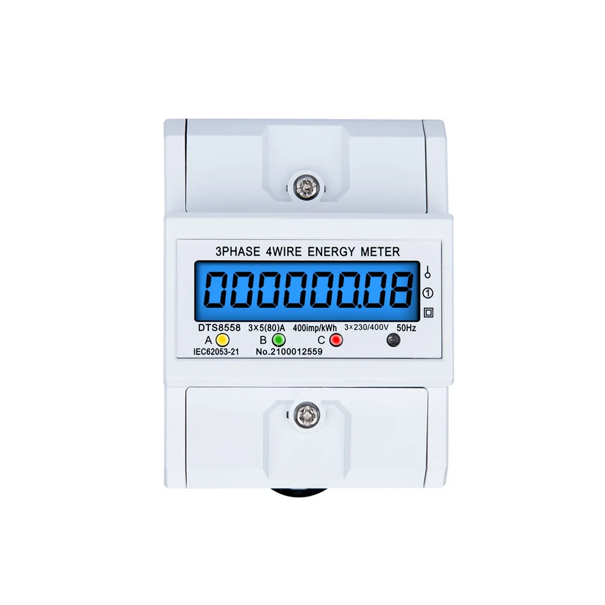 

DTS8558 Din Rail 3 Phase 4 Wire Electric KiloWatthour Power Consumption Energy Meter Wattmeter KWh 5(80)A 50Hz LCD