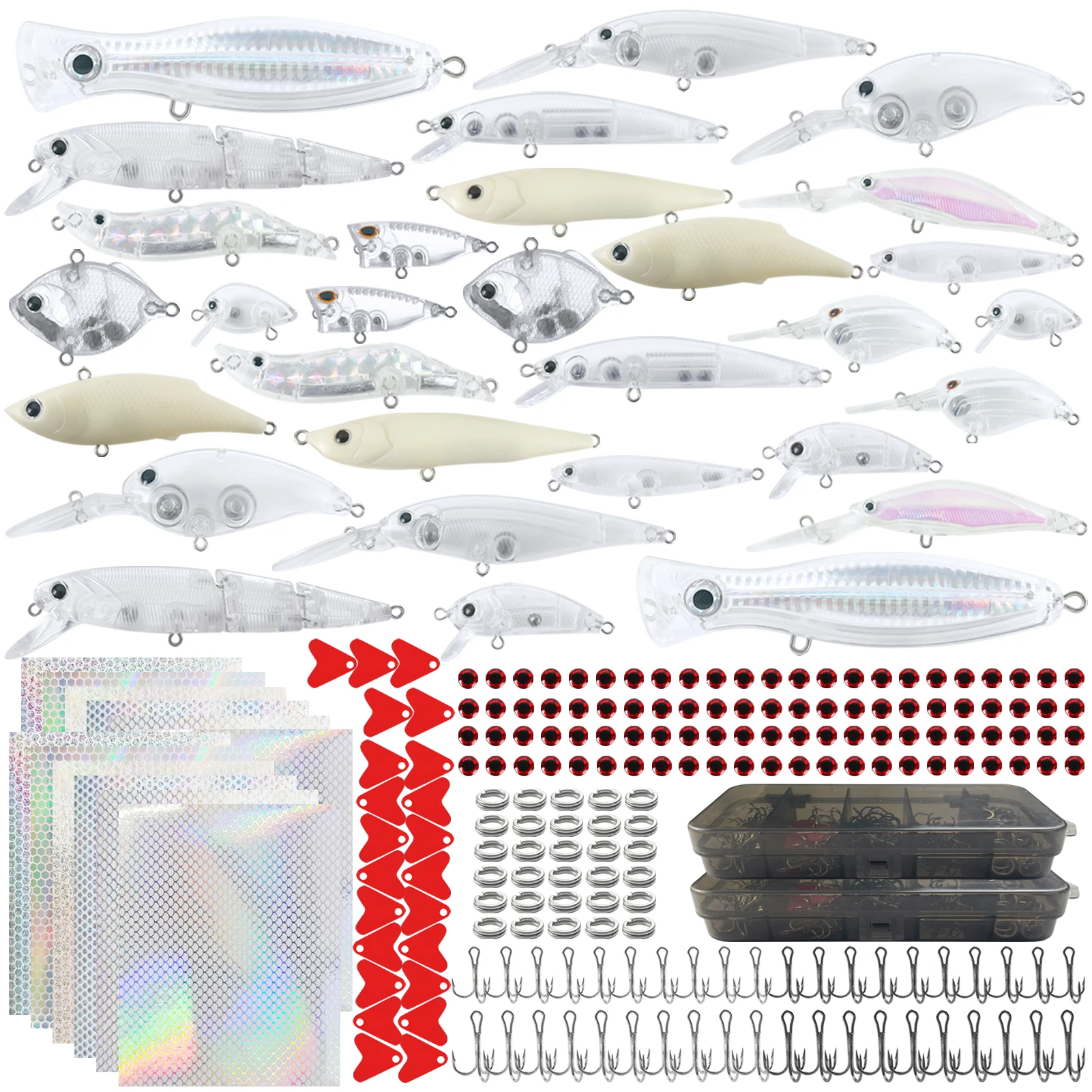 

БЕСПЛАТНАЯ FISHER, 474 шт., смешанные неокрашенные приманки, рыболовные Pupper Minnow Crankbaits VIB, приманка-карандаш, пустые заглушки «сделай сам», коробка для аксессуаров для приманок